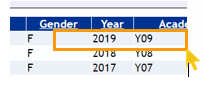 students current academic year screenshot